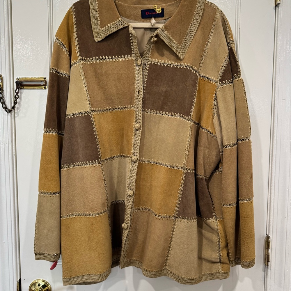 Vintage Patchwork Suede Button-Up Lined Jacket - image 8